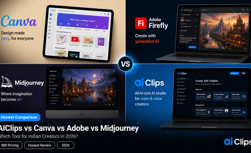 How AIClips Compares to Canva AI, Adobe Firefly, and Midjourney in 2026