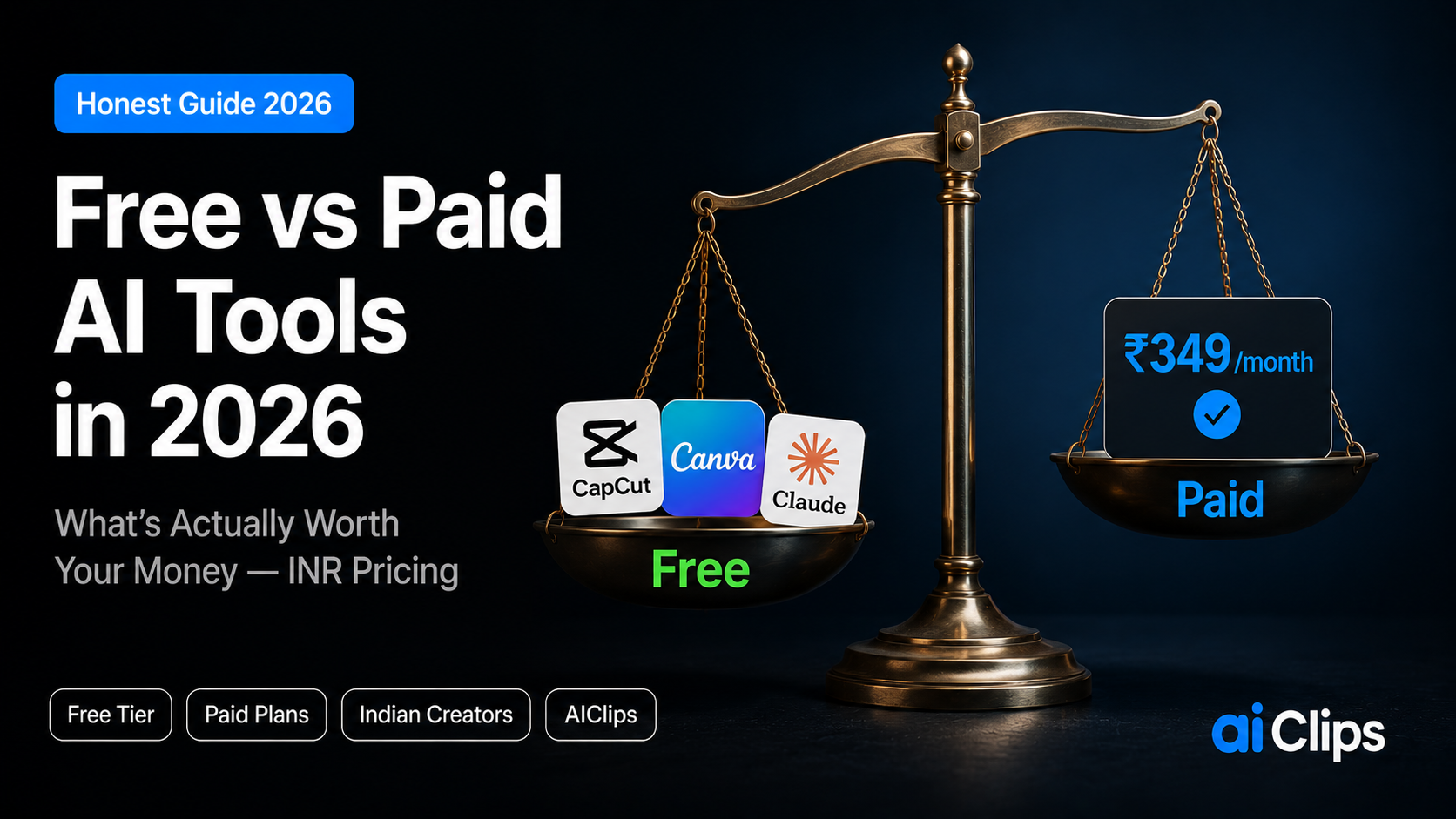 Free vs paid AI tools 2026 — what is actually worth your money for Indian creators with INR pricing guide