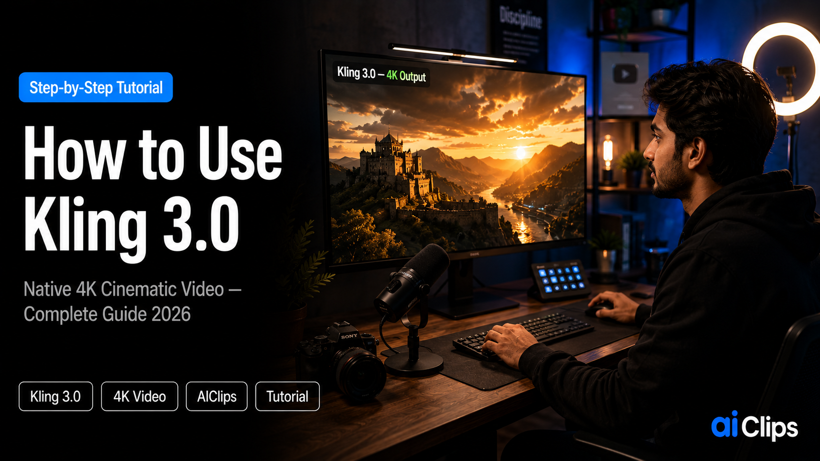 How to use Kling 3.0 step by step tutorial native 4K cinematic AI video generation guide on AIClips 2026