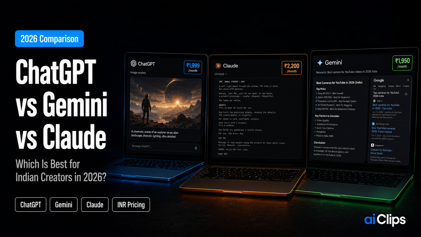 ChatGPT vs Gemini vs Claude: Which Is Best for Indian Creators in 2026?
