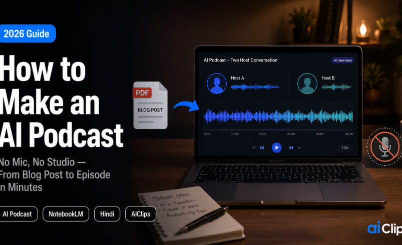 How to Make an AI Podcast in 2026 (No Mic, No Studio, No Problem)