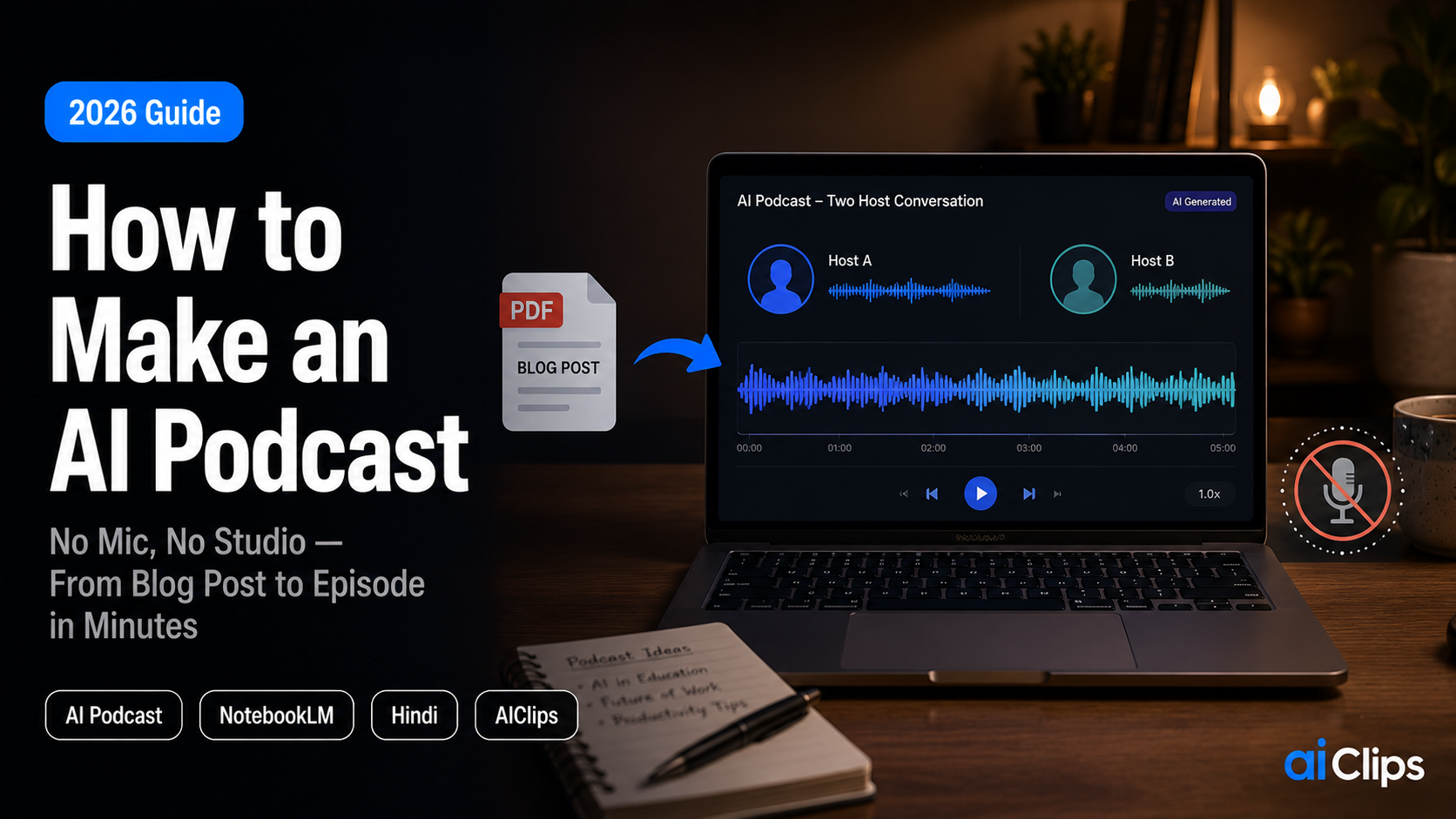 How to Make an AI Podcast in 2026 (No Mic, No Studio, No Problem)