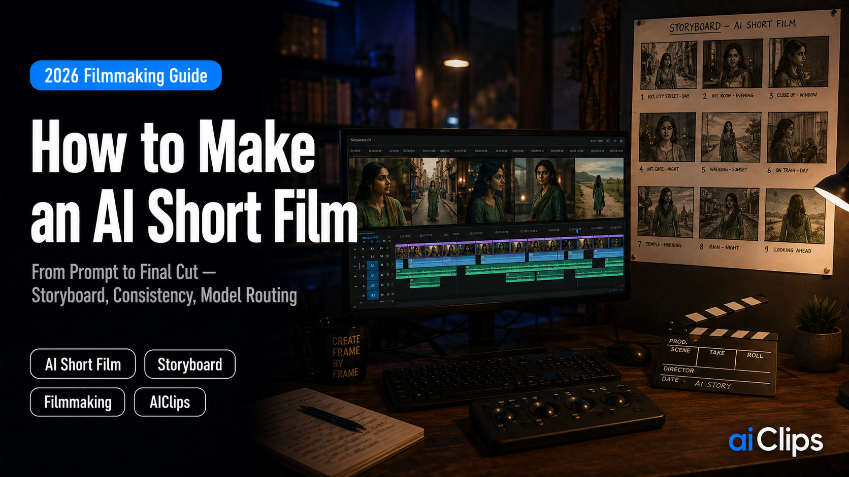 How to make an AI short film in 2026 from prompt to final cut storyboard character consistency and model routing workflow